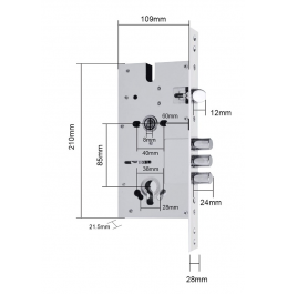 Врезной замок 6085 для железных дверей (300x28) - Врезной замок, ver. 6085L