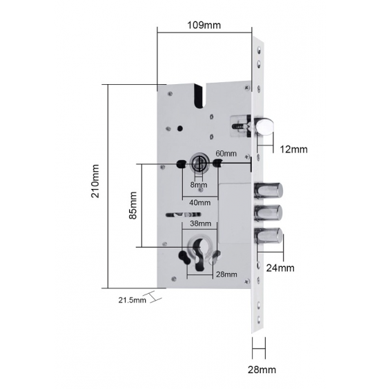 Врезной замок 6085 для железных дверей (300x28) - Врезной замок, ver. 6085L