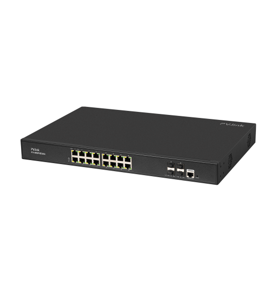 PV-MGPOE16S4 - L2+, 16xPoE 1 Гбит/с, 4xUplink SFP 1 Гбит/с, бюджет PoE 250 Вт, ver. 2126