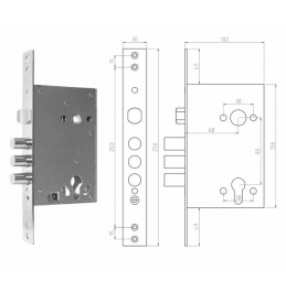 Врезной замок 65/85L (250x30) - Врезной замок, ver. 6585L