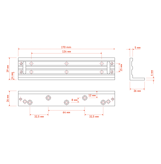 LH180 - L-кронштейн для замка DL180, ver. 4417