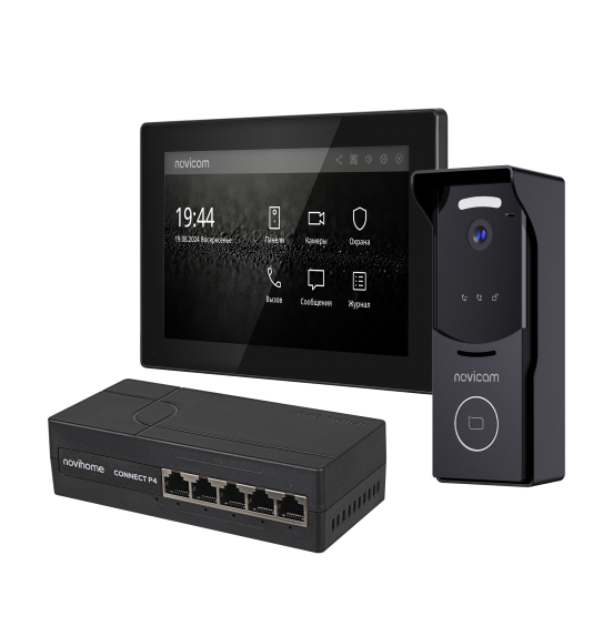 ACE 10 IP KIT BLACK - комплект из IP-видеодомофона, IP-вызывной панели и PoE-коммутатора, ver. 4649