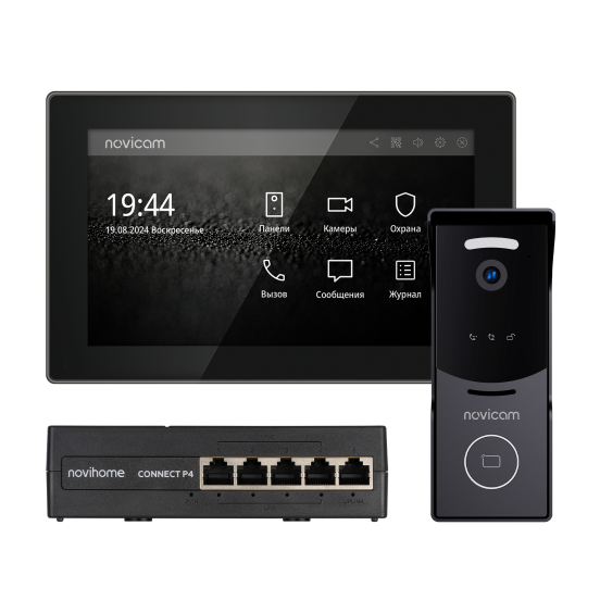 ACE 10 IP KIT BLACK - комплект из IP-видеодомофона, IP-вызывной панели и PoE-коммутатора, ver. 4649