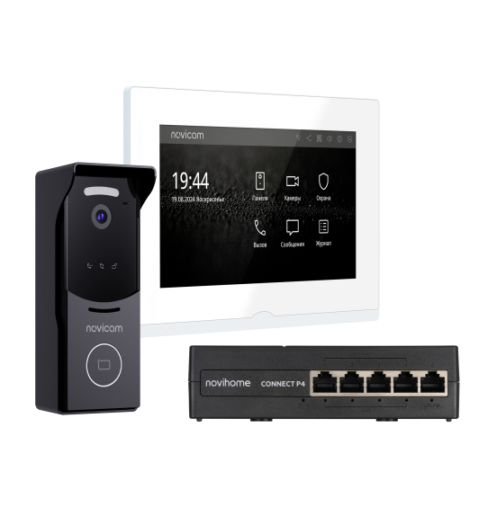 IMPULSE 7 IP KIT WHITE - комплект из IP-видеодомофона, IP-вызывной панели и PoE-коммутатора, ver. 4645