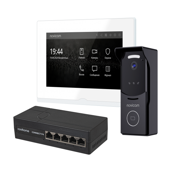 IMPULSE 7 IP KIT WHITE - комплект из IP-видеодомофона, IP-вызывной панели и PoE-коммутатора, ver. 4645