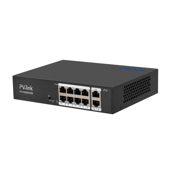 PV-POE08F2WD - 8xPoE 10/100 Мбит/c, 2xLAN 10/100 Мбит/c, бюджет PoE 120, 250 м, ver. 2123