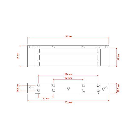 DL180 - электромагнитный замок с удержанием 180 кг, ver. 4414