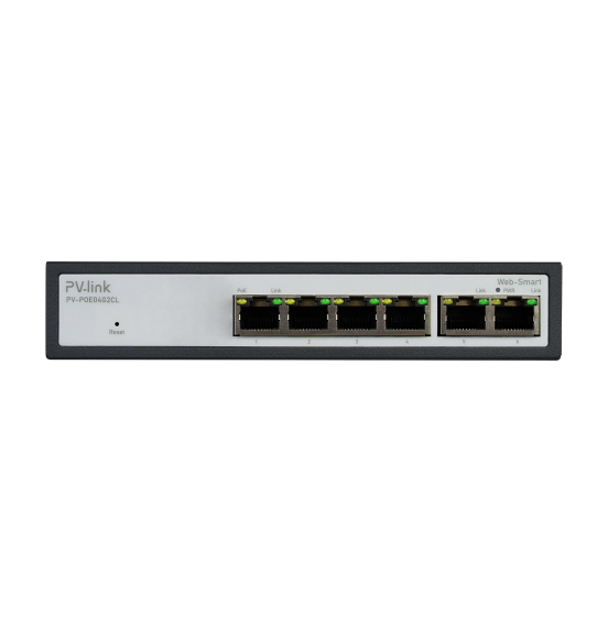 PV-POE04G2CL - Web-Smart, 4xPoE 100 Мбит/с, 2xUplink 1 Гбит/с, бюджет PoE 60 Вт, ver. 2132