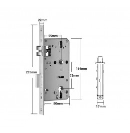Комплект Smart Slim SILVER с врезной частью 55/72 (235x22) - узкий умный замок для отелей и офисов, ver. 4087 Комплект Smart Slim SILVER с врезной частью 55/72 (235x22) - узкий умный замок для отелей и офисов, ver. 4087